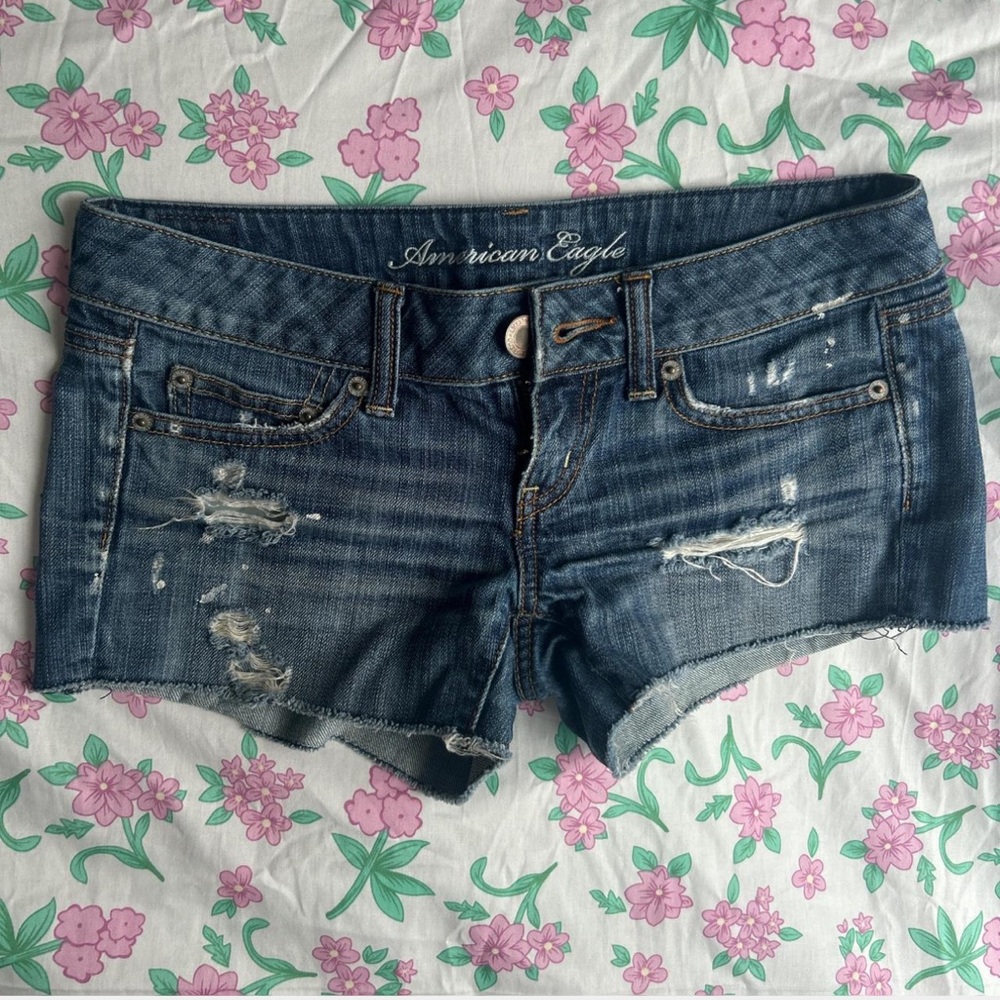 y2k american eagle low rise jean shorts